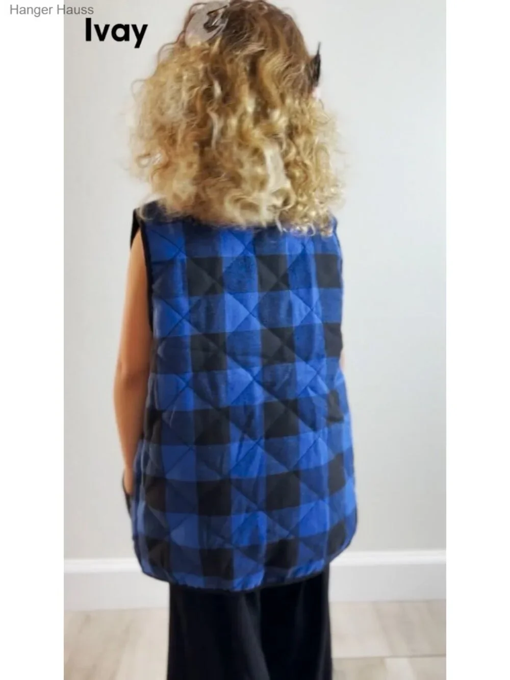 Girls Cotton Blend Plaid Quilted Vest Puff Lined Gilet Windproof